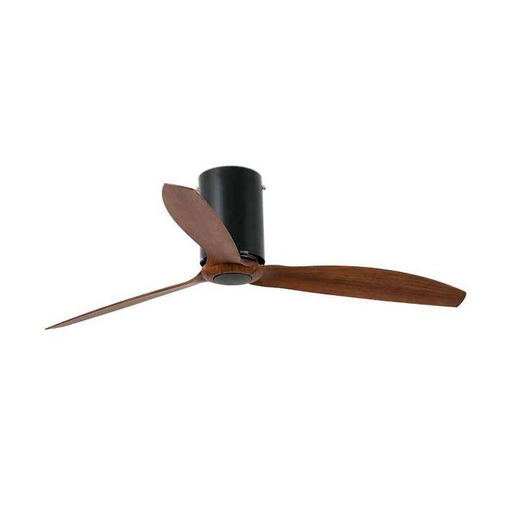 Ventilador de Techo Faro Mini Tube Negro Mate con palas Nogal
