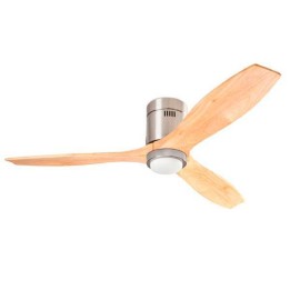 Ventilador de Techo Leds C4 Stem con luz Led 15W 3000K Niquel Satinado / Pino