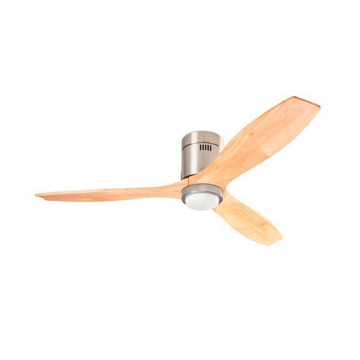 Ventilador de Techo Leds C4 Stem con luz Led 15W 3000K Niquel Satinado / Pino