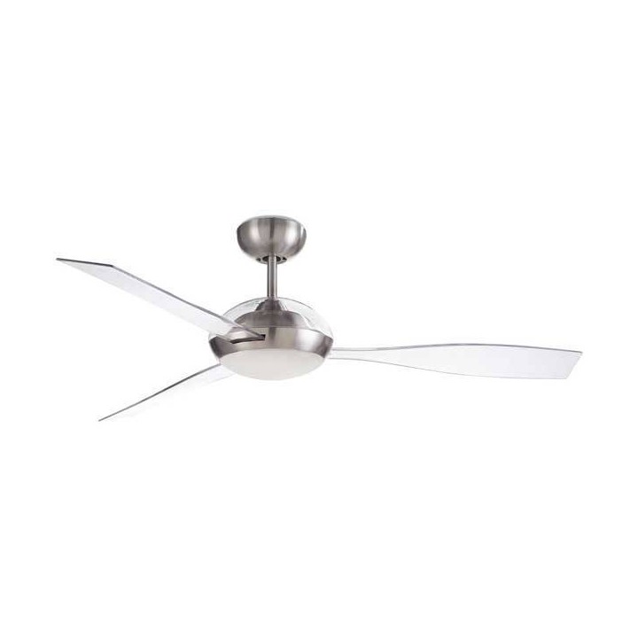 Ventilador de Techo Leds C4 Sirocco con luz Led 16W 3000K Niquel Satinado con palas transparentes