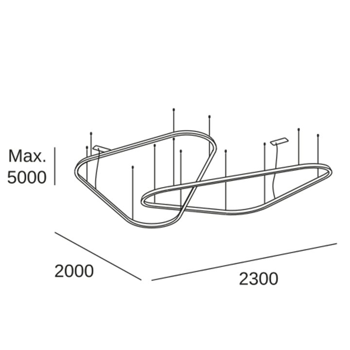 Lámpara Colgante Geometric Triangular Recessed Double LED 212 Blanco cálido - 2700K 0-10V Negro 12500lm LedsC4 TS5S-00V9AZRU14