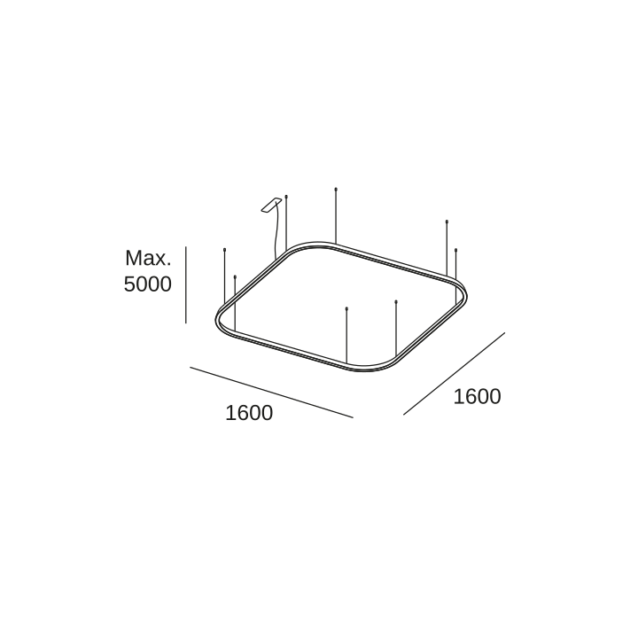 Lámpara Colgante Geometric Square Recessed 1600x1600mm LED 121 Blanco neutro - 4000K 0-10V Negro 8399lm LedsC4 QS5X-00X9AZRU05