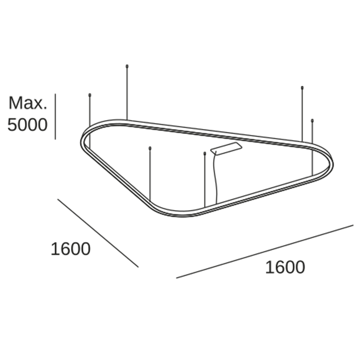 Lámpara Colgante Geometric Triangular Mini 1600mm LED 106 Blanco cálido - 3000K DALI-2 Blanco 6793lm LedsC4 TS6X-00W9AZDU14