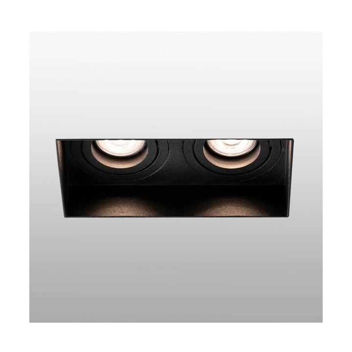 Lámpara empotrable Faro HYDE Negro Cuadrado 2 luces Sin marco Gu10 Orientable