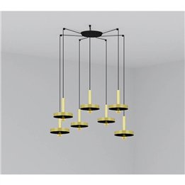 Lámpara colgante Faro Whizz Oro Satinado/ Negro E27 60W 7L 