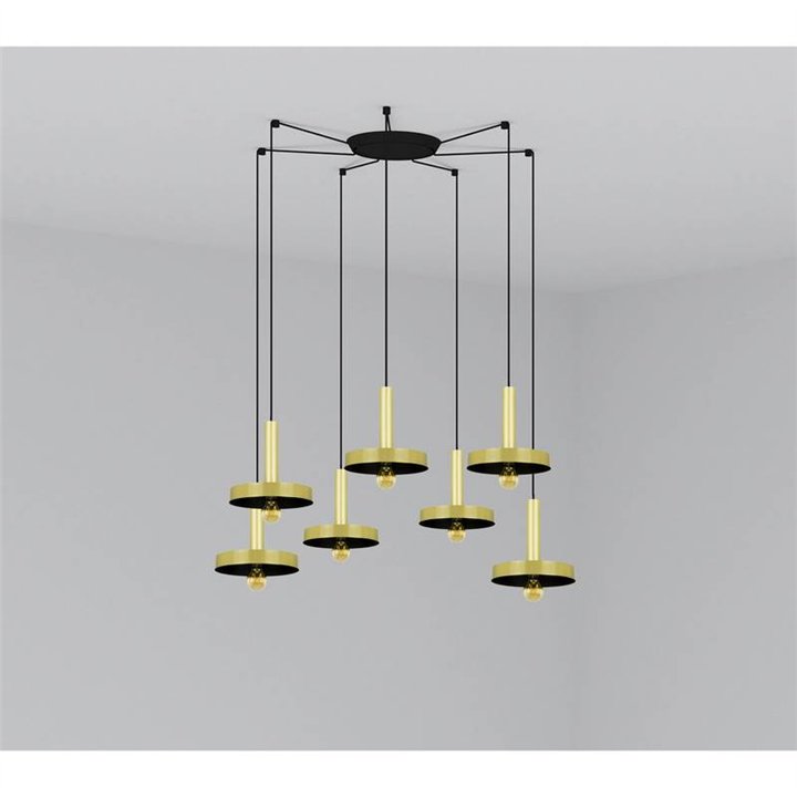 Lámpara colgante Faro Whizz Oro Satinado/ Negro E27 60W 7L 