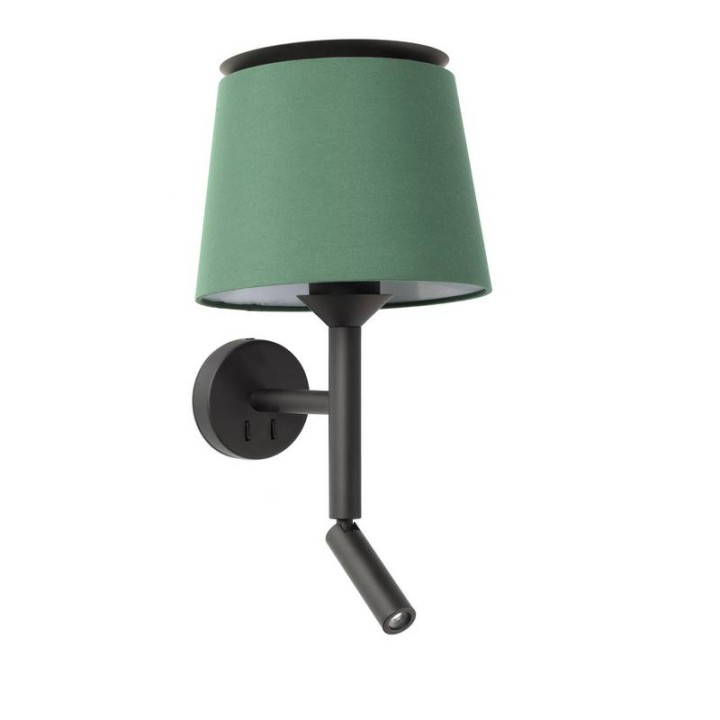 Apliques Faro Savoy Con Lector Negro Pantalla Verde 