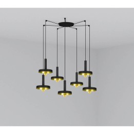 Lámpara colgante Faro Whizz Negro /Oro Satinado E27 60W 7L 