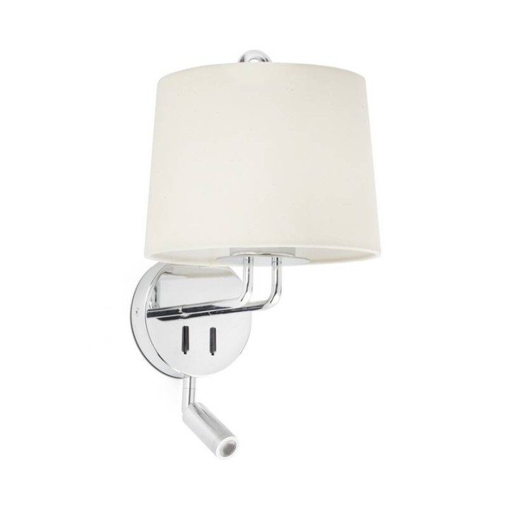 Apliques Faro Montreal Con Lector Cromo Pantalla Beige 