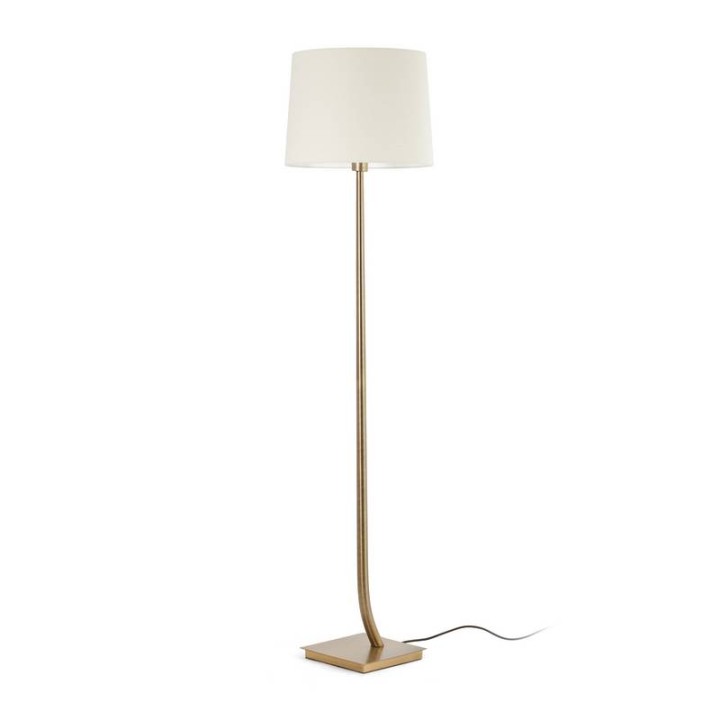 Lámparas Faro Rem Pie De Salon Bronce Pantalla Beige 