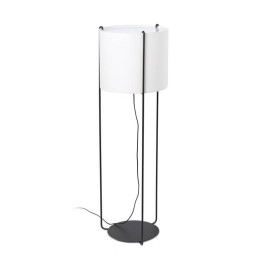 Lámparas Faro Drum Pie De Salon Negro Pantalla Beige 1Xe27 