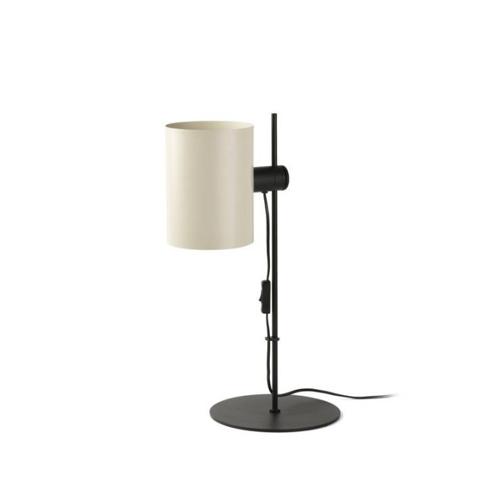 Lámparas Faro Guadalupe Sobremesa Negra Pantalla Beige 1Xe27 