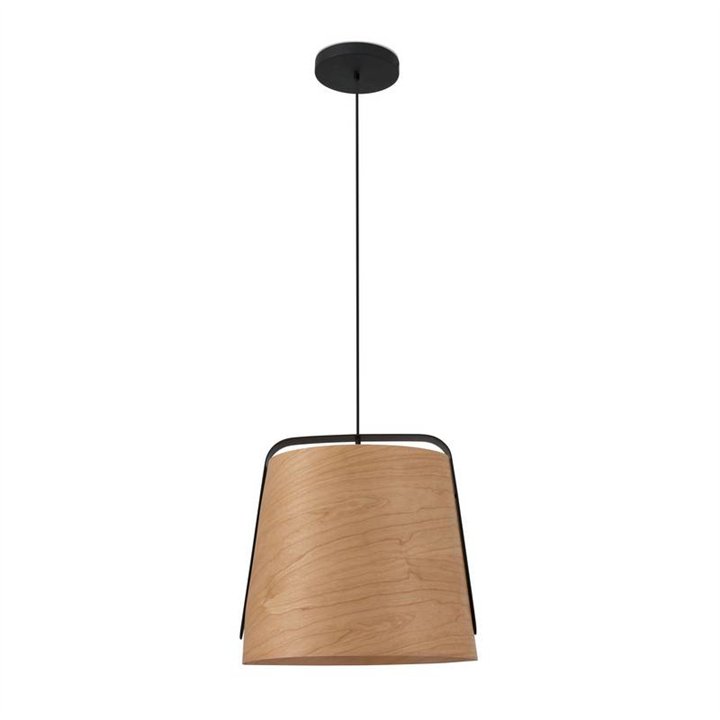 Lámpara colgante Faro Stood 1Xe27 Negro + Madera Max 20W 
