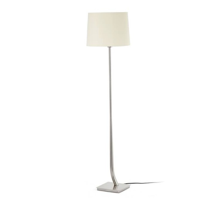 Lámparas Faro Rem Pie De Salon Niquel Mate Pantalla Blanca 