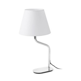 Lámparas Faro Eterna Sobremesa Cromo Pantalla Blanca 