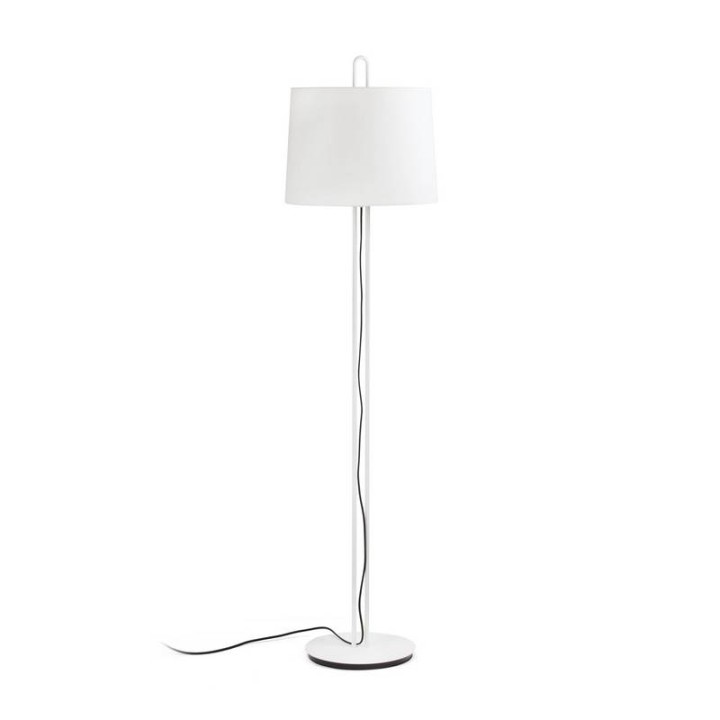 Lámparas Faro Montreal Pie De Salon Blanco Pantalla Beige 