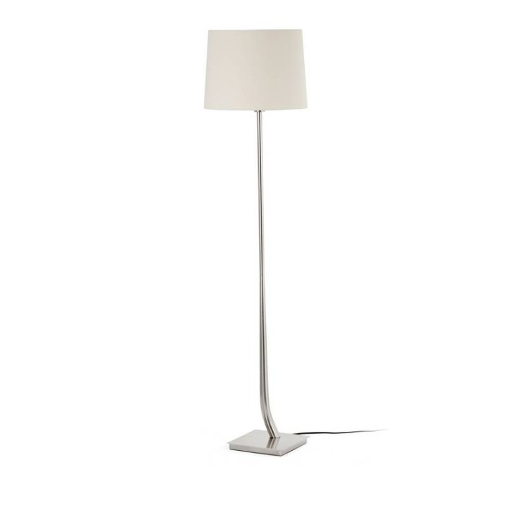 Lámparas Faro Rem Pie De Salon Niquel Mate Pantalla Beige 