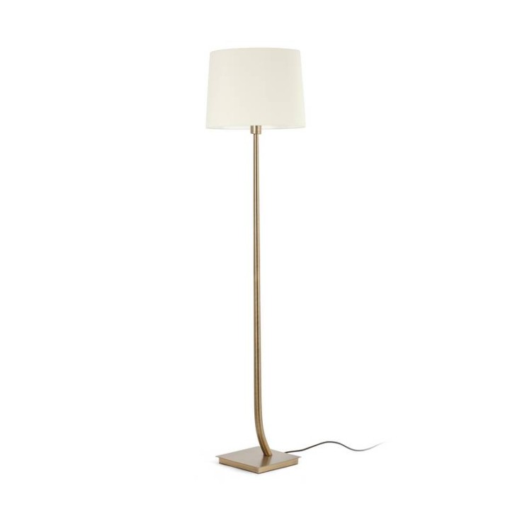 Lámparas Faro Rem Pie De Salon Bronce Pantalla Blanca 