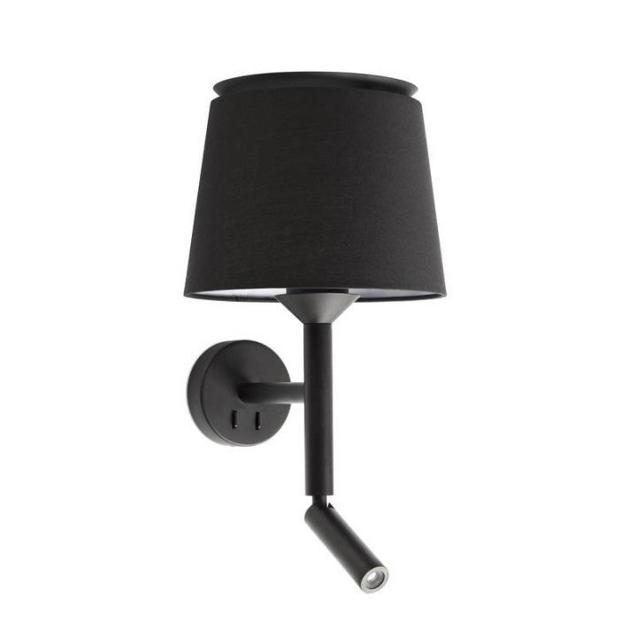 Apliques Faro Savoy Con Lector Negro Pantalla Negra 