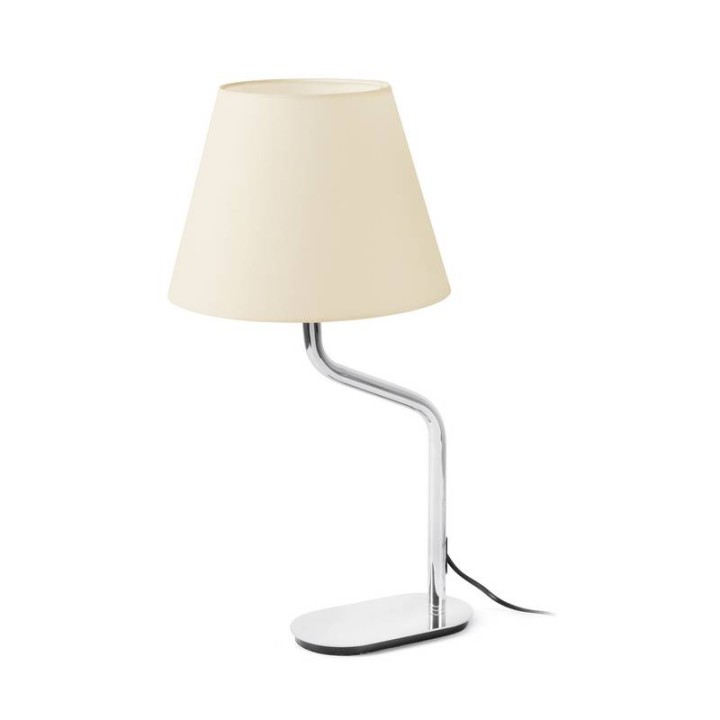 Lámparas Faro Eterna Sobremesa Cromo Pantalla Beige 