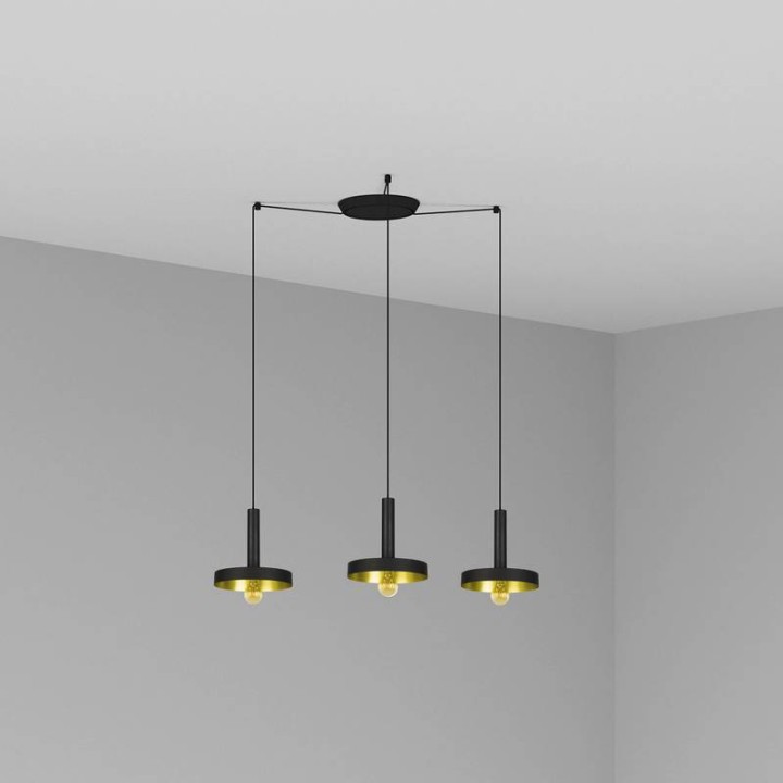 Lámpara colgante Faro Whizz Negro /Oro Satinado E27 60W 3L 