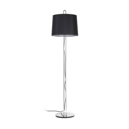 Lámparas Faro Montreal Pie De Salon Cromo Pantalla Negra 