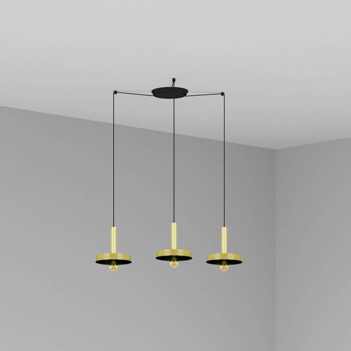 Lámpara colgante Faro Whizz Oro Satinado/ Negro E27 60W 3L 