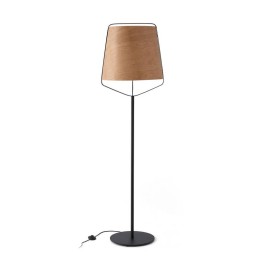 Lámparas Faro Stood Pie Salon E27 Negro + Madera Max 20W 