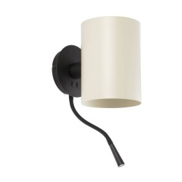 Apliques Faro Guadalupe Con Lector Negro Pantalla Beige 