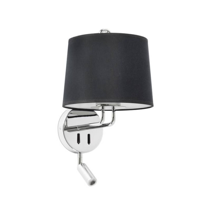 Apliques Faro Montreal Con Lector Cromo Pantalla Negra 