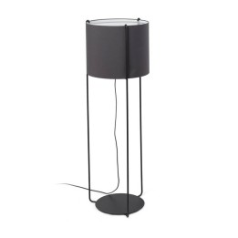 Lámparas Faro Drum Pie De Salon Negro Pantalla Gris 1Xe27 
