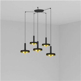 Lámpara colgante Faro Whizz Negro /Oro Satinado E27 60W 5L 