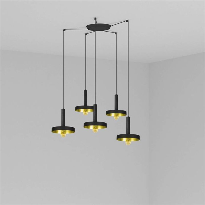 Lámpara colgante Faro Whizz Negro /Oro Satinado E27 60W 5L 
