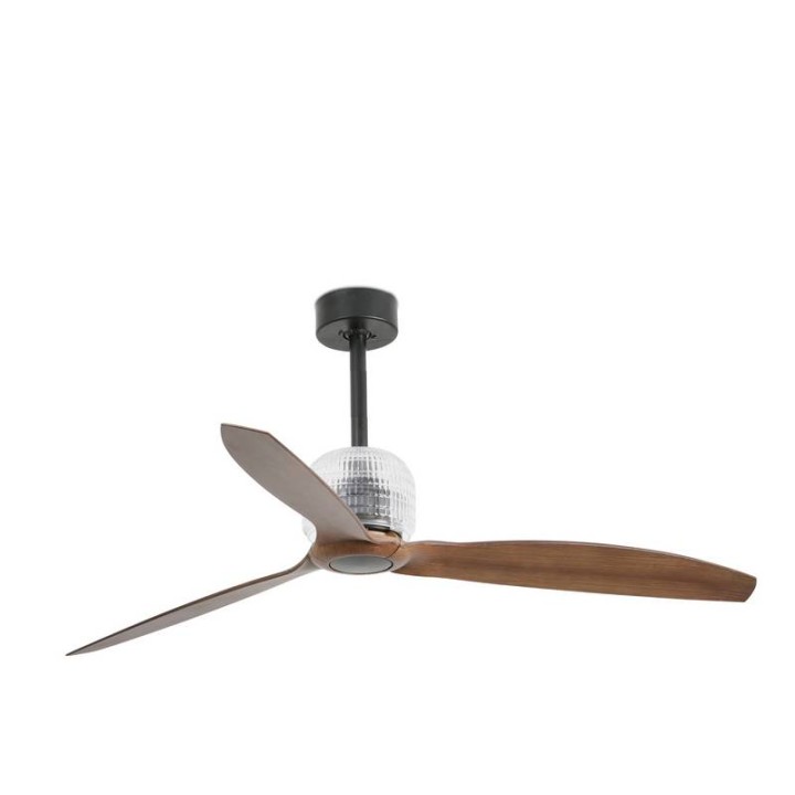 Ventiladores de Techo con luz Faro Deco Fan Ø1280 Mm Negro 3 Palas Madera Oscura S/R 