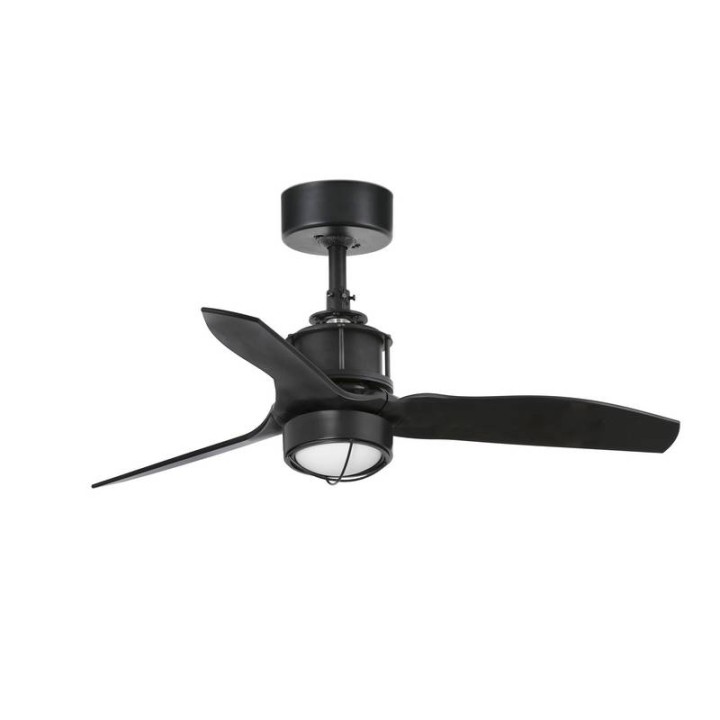 Ventiladores de Techo con luz Faro Justfan Xs Ø810Mm Negro Palas Negras 17W 3000K S/R 