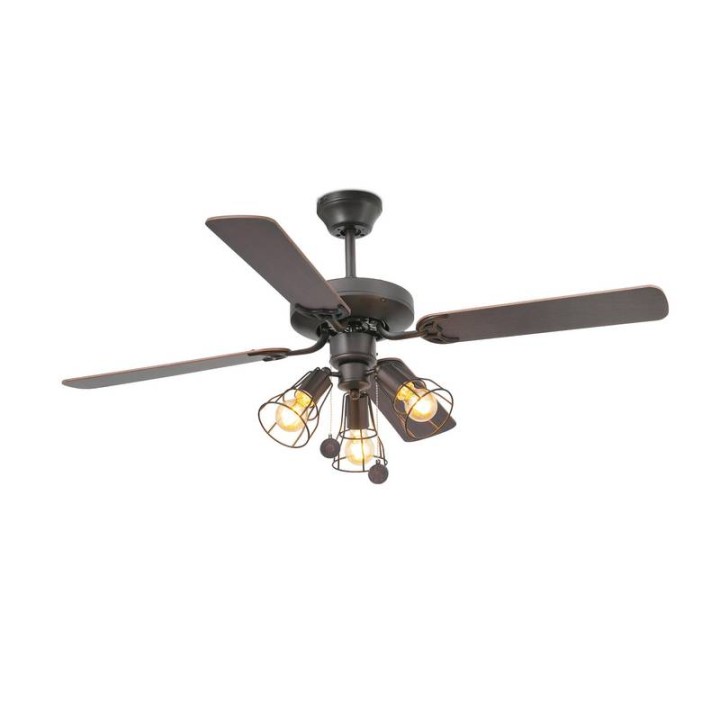 Ventiladores de Techo Faro Yakarta Ø1210Mm Marron 4 Palas 3Xe27 60W 