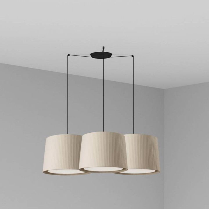 Lámpara colgante Faro Samba Negro P. Encint E27 Ø500*350*Ø450 Beige 