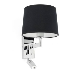 Apliques Faro Artis Con Lector Cromo Pantalla Negra 