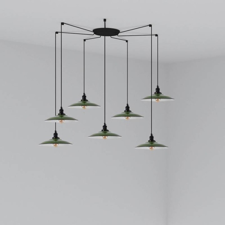 Lámpara colgante Faro Lang Verde E27 7L 