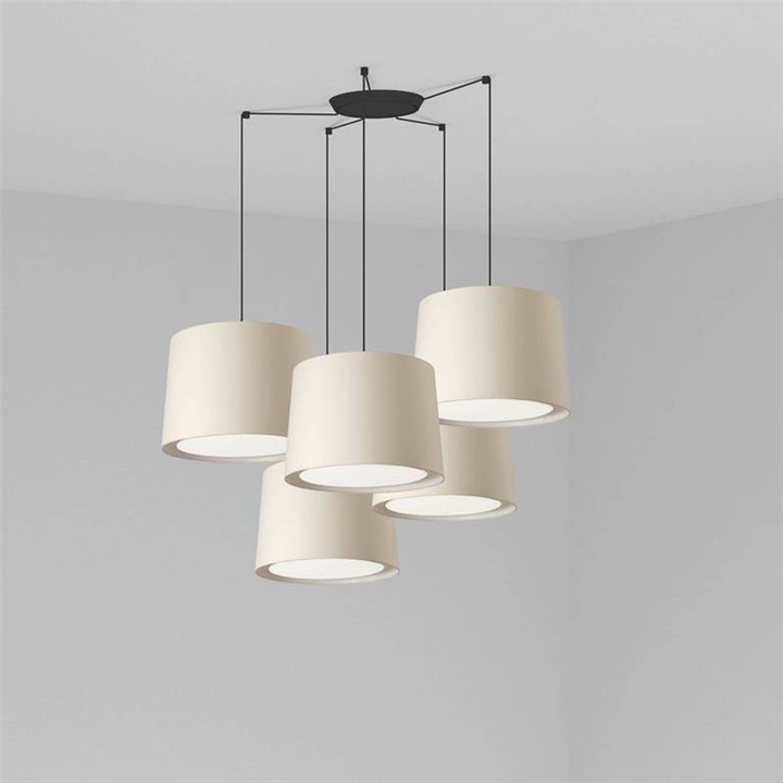 Lámpara colgante Faro Conga Negro P. E27 Ø500*350*Ø450 Beige 5L 