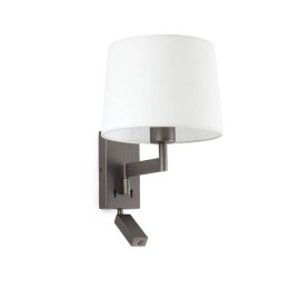 Apliques Faro Artis Con Lector Bronce Pantalla Blanca 