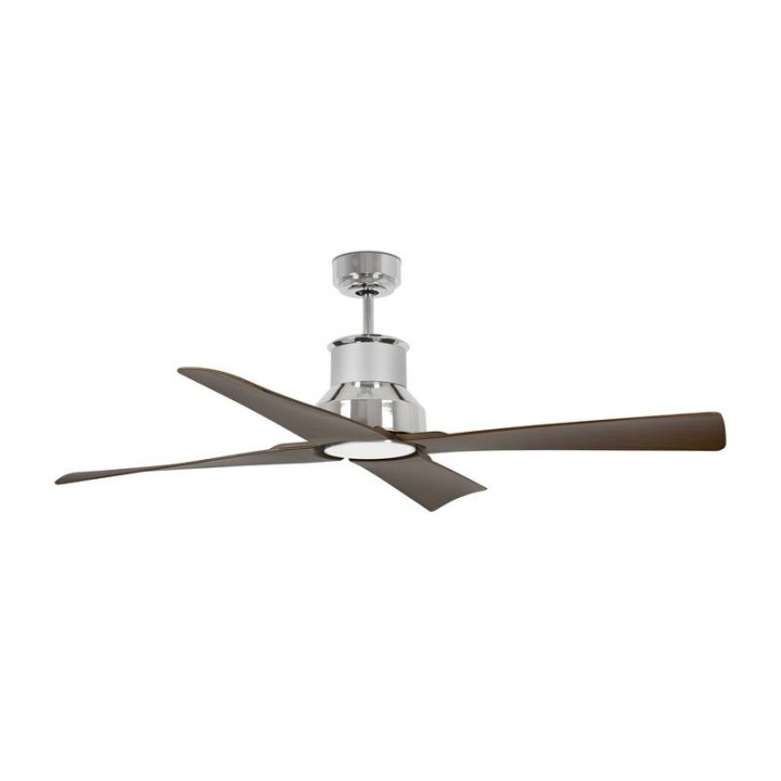 Ventiladores de Techo con luz Faro Winche Ø130 Dc Cromo 4 Palas Madera 19W 3000K S/R 