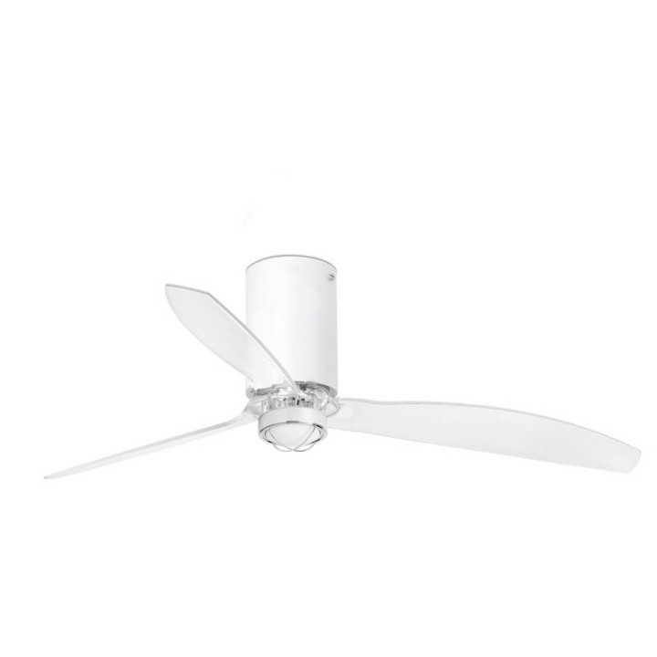 Ventiladores de Techo con luz Faro Mini Tube Fan Ø1280Mm Blanco Mate 3 Palas S/R 
