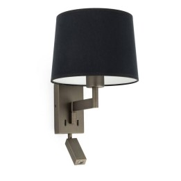 Apliques Faro Artis Con Lector Bronce Pantalla Negra 