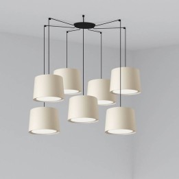 Lámpara colgante Faro Conga Negro P. E27 Ø500*350*Ø450 Beige 7L 