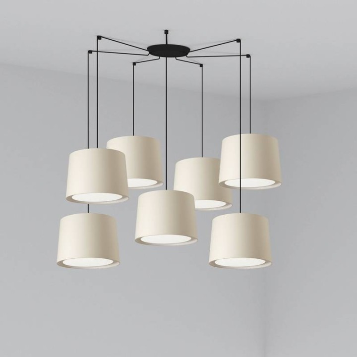 Lámpara colgante Faro Conga Negro P. E27 Ø500*350*Ø450 Beige 7L 