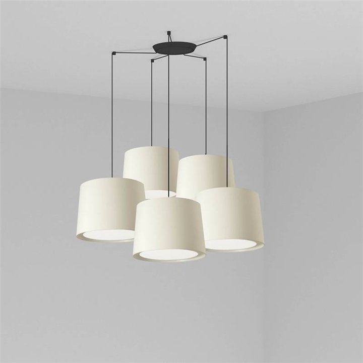 Lámpara colgante Faro Conga Negro P. E27 Ø500*350*Ø450 Blanca 5L 