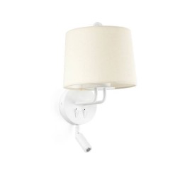 Apliques Faro Montreal Con Lector Blanco Pantalla Beige 
