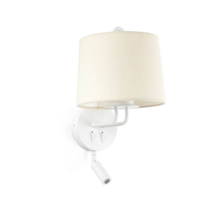 Apliques Faro Montreal Con Lector Blanco Pantalla Beige 