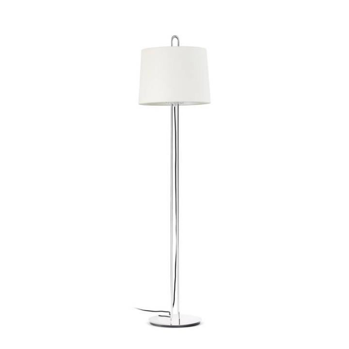 Lámparas Faro Montreal Pie De Salon Cromo Pantalla Blanca 